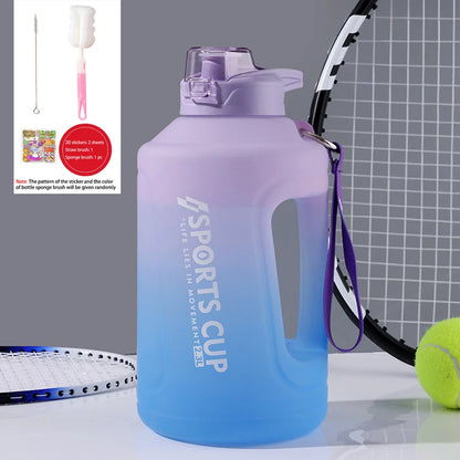 YCALLEY Sport 2l Water Bottle Silicone Straw 1500ML/2300ML/3800ML 2 Liter