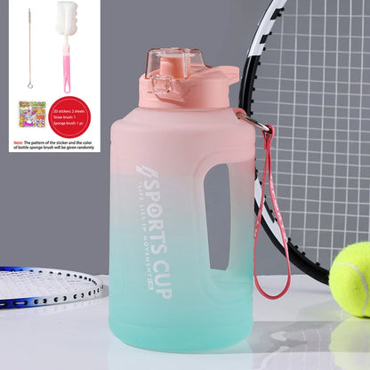 YCALLEY Sport 2l Water Bottle Silicone Straw 1500ML/2300ML/3800ML 2 Liter