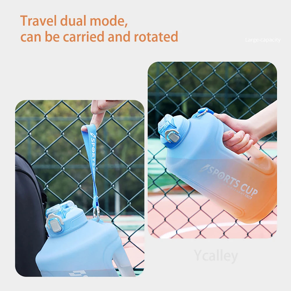 YCALLEY Sport 2l Water Bottle Silicone Straw 1500ML/2300ML/3800ML 2 Liter