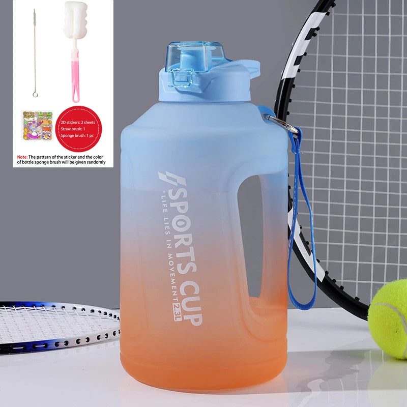 YCALLEY Sport 2l Water Bottle Silicone Straw 1500ML/2300ML/3800ML 2 Liter